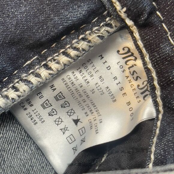 Miss Me Womens 26 X 34 Paisley Dreaming Mid Rise Bootcut Stretch Jeans Dark Wash - Picture 9 of 16